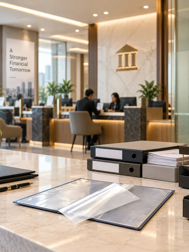 Secured document files and folders at a bank records counter